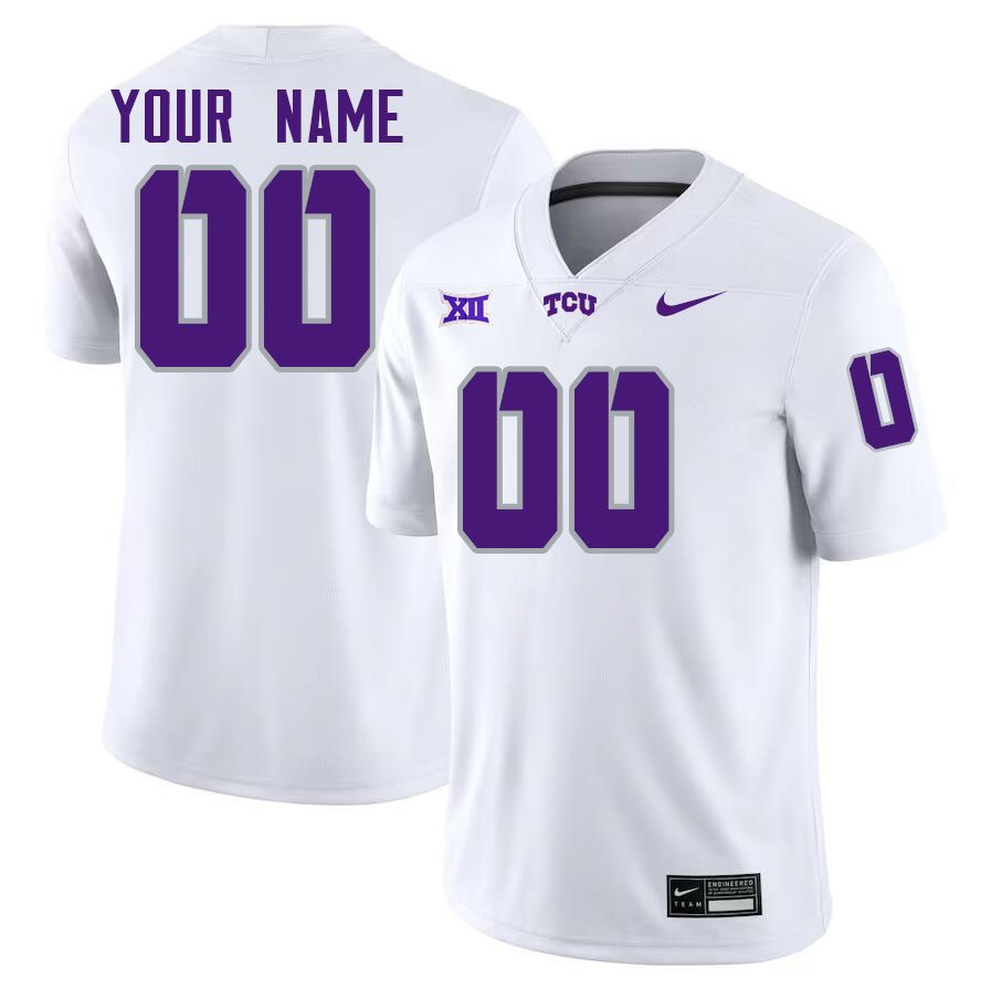 Custom TCU Horned Frogs Name And Number Football Jersey-White